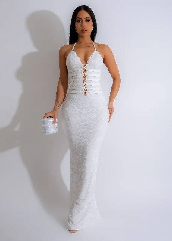 Night Life Lace Maxi Dress White